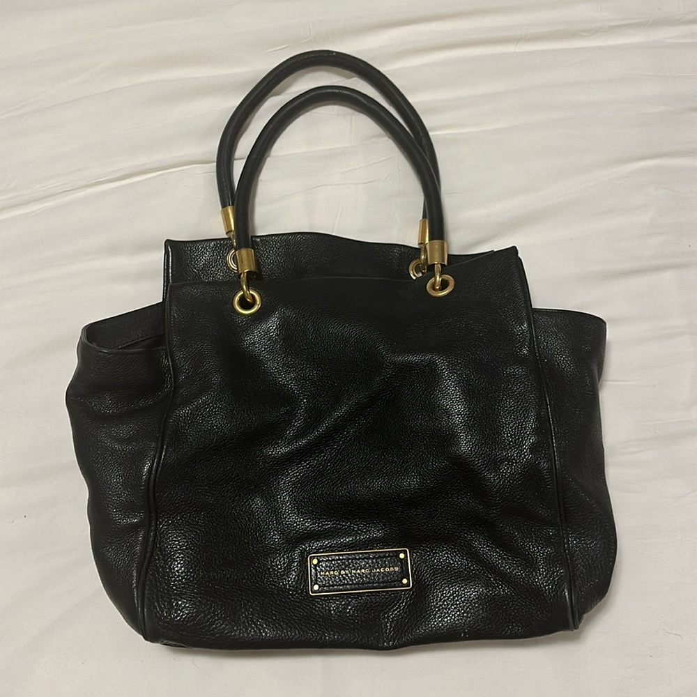 Marc Jacobs Black Leather Tote Bag
